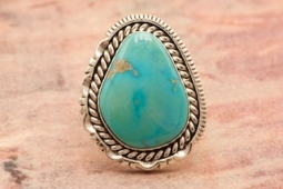 Artie Yellowhorse Sterling Silver Sleeping Beauty Turquoise Navajo Ring